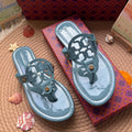 TB Blue Glossy Sandals