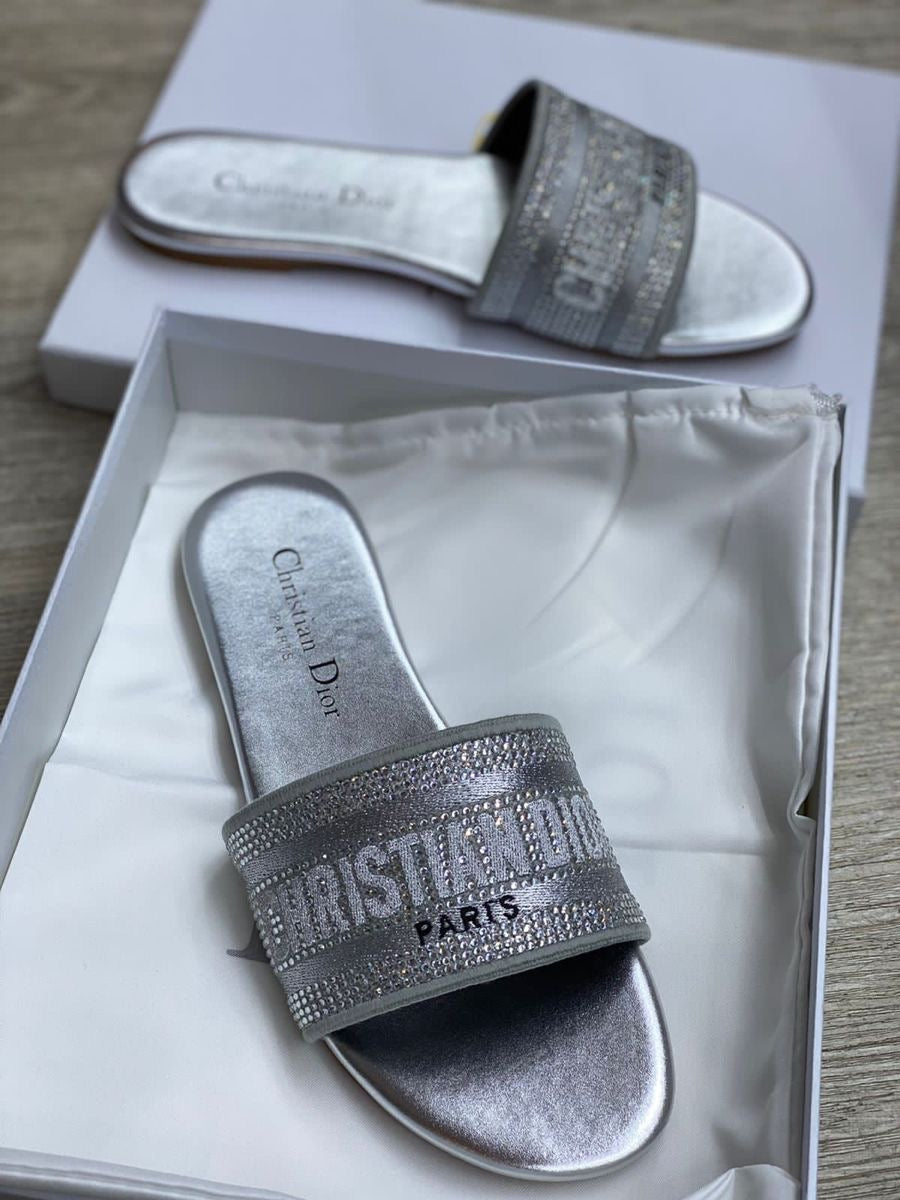 Christian Dior Sandals Black Silver Sparkly