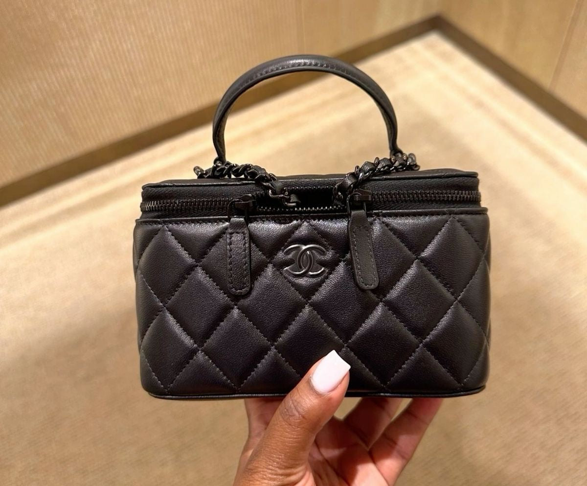 Chanel all black vanity bag
