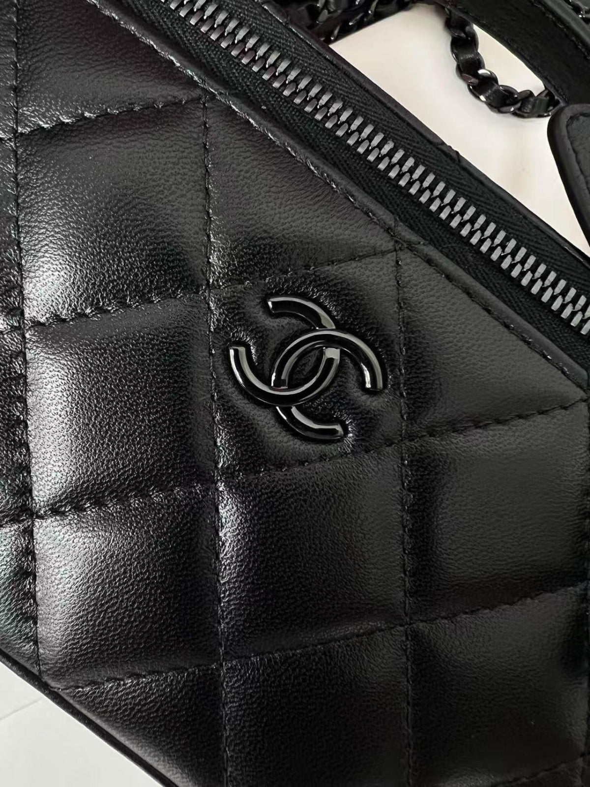 Chanel all black vanity bag