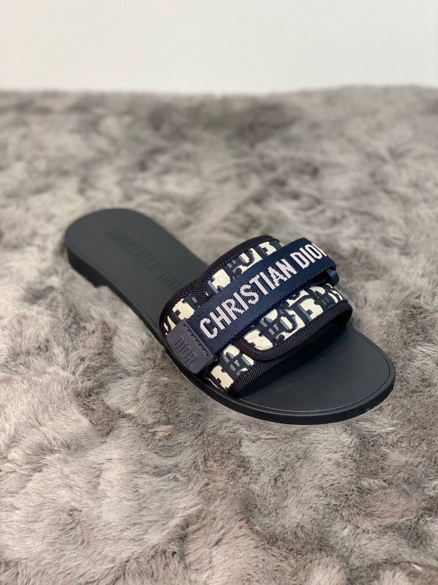 Christian Dior Slides with Dior logo blue white