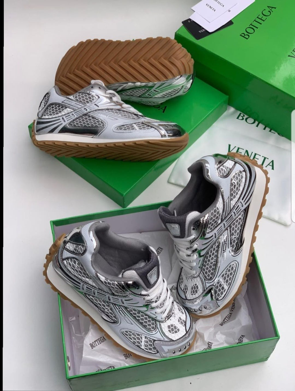 Bottega silver sneakers