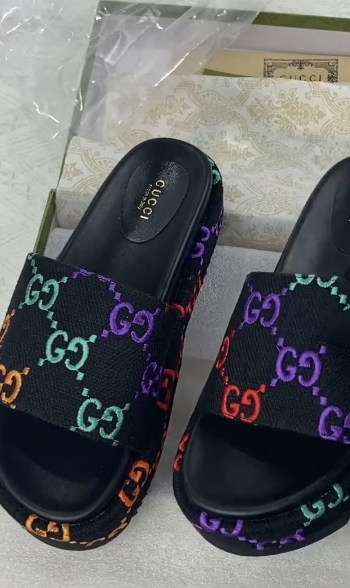 Gucci Multi Color Platform Sandals
