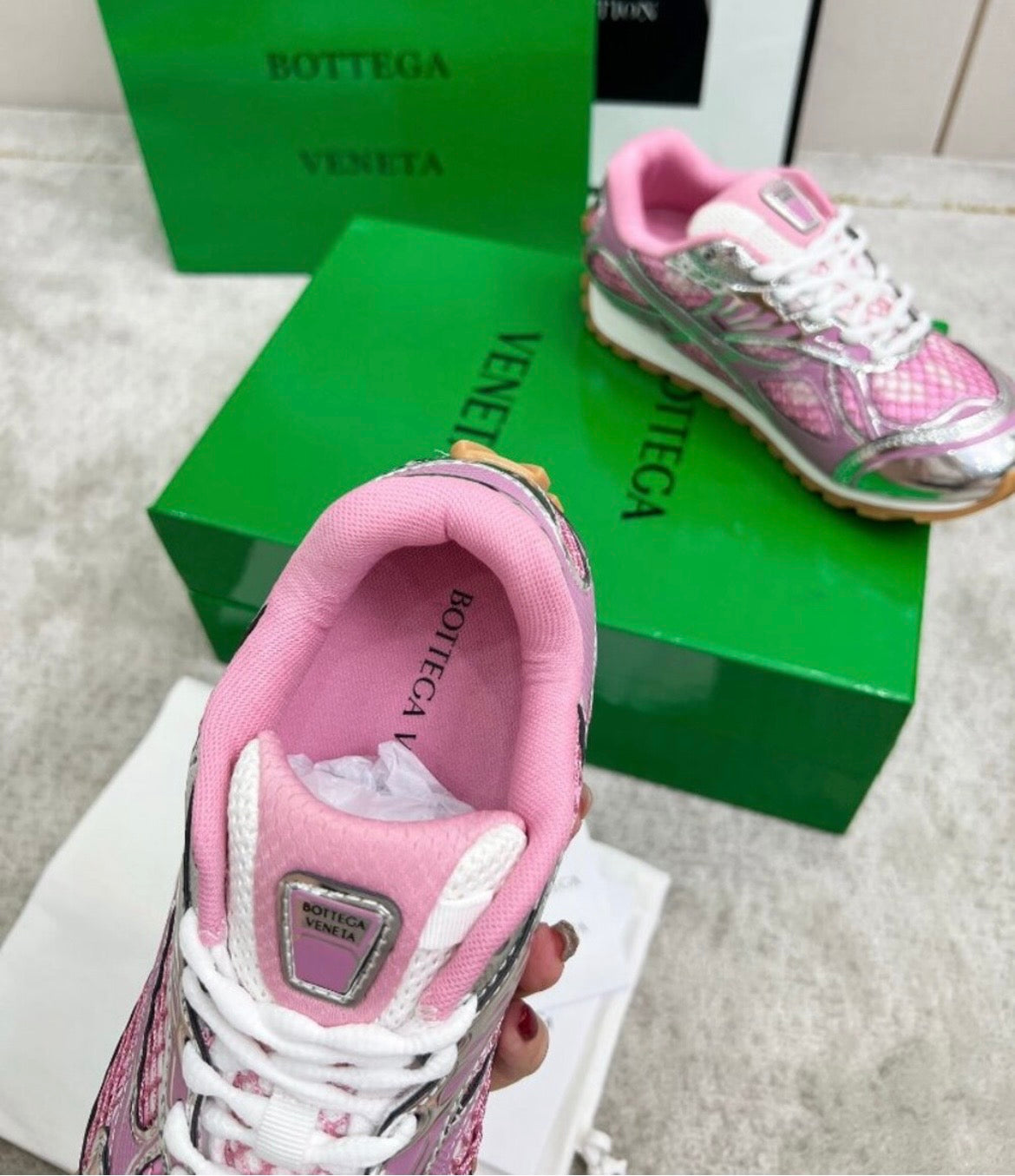 Pink Bottega Sneakers