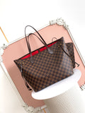 LV brown handbag with red inside