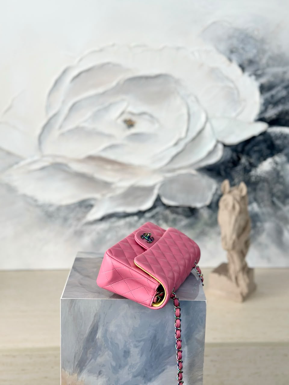Chanel Handbag pink yellow