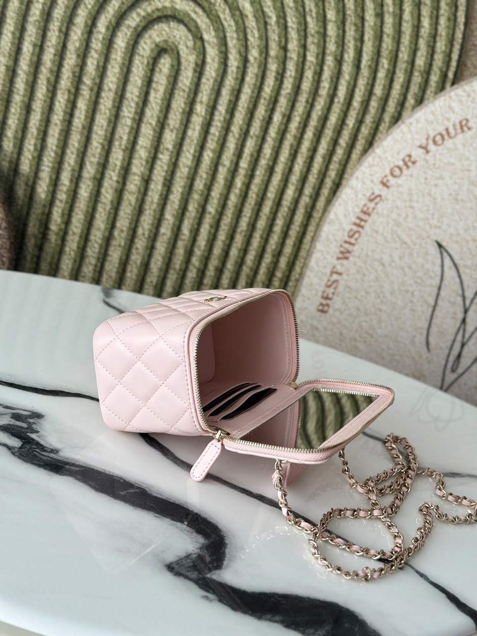 Chanel baby pink vanity bag