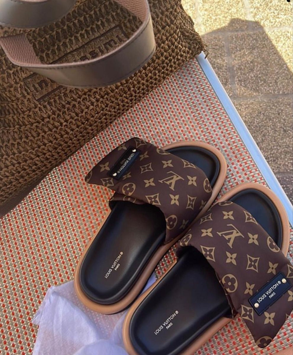 LV brown strap sandals