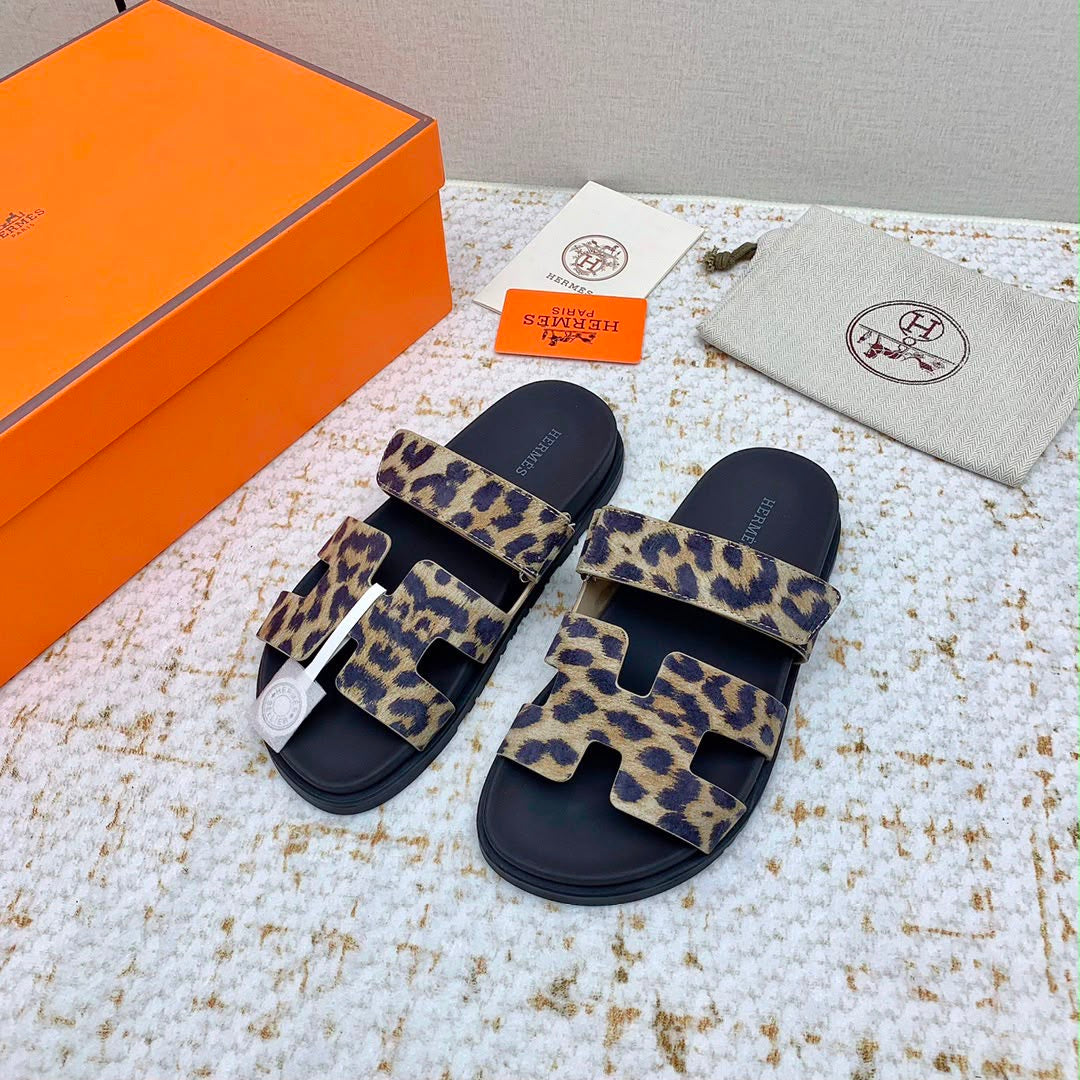 Hermes cheetah print sandals