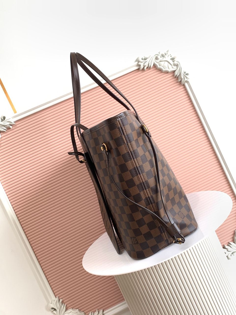 LV brown handbag with red inside
