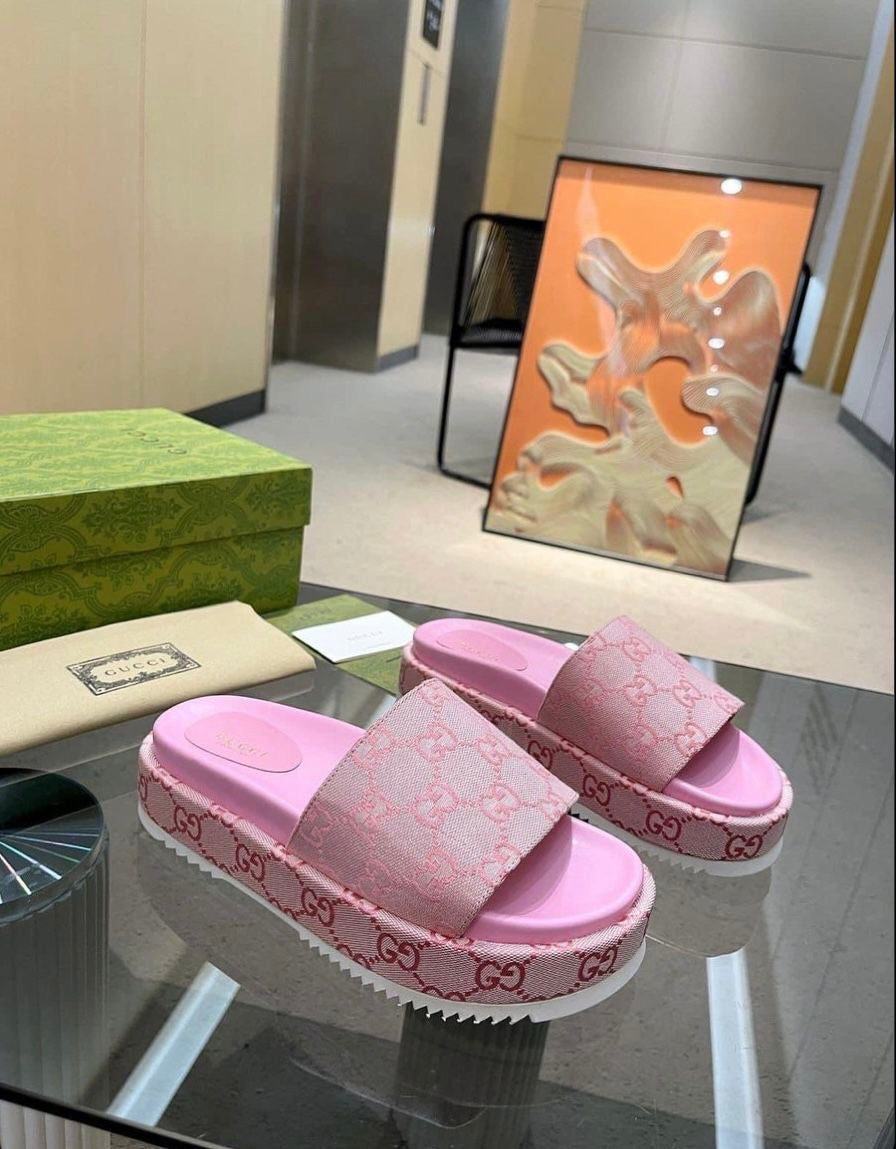 Pink Gucci Platform Sandals