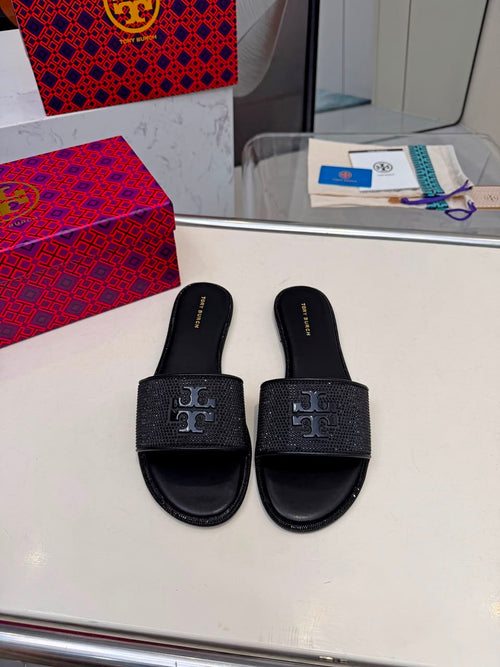 All Black Tory Burch Slide in sandals