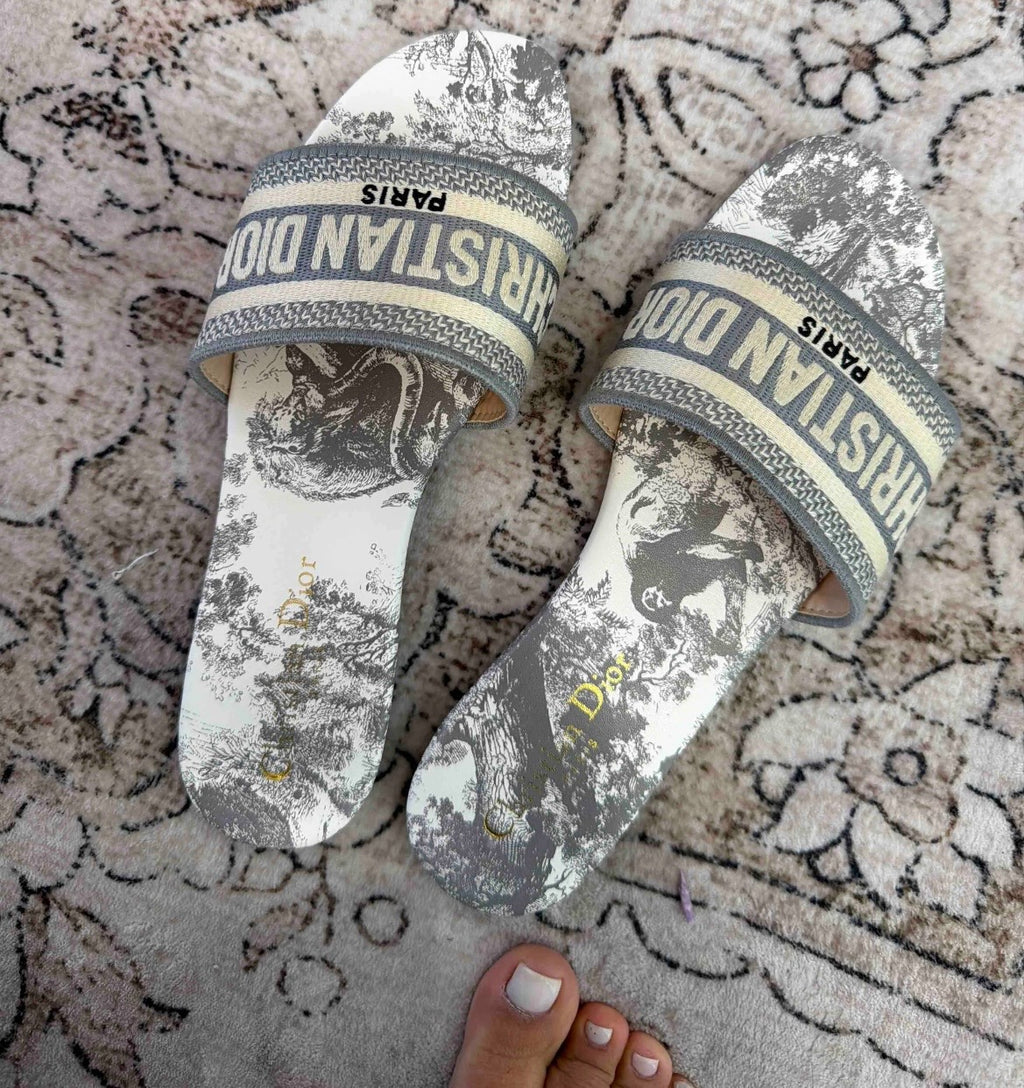 Christian Dior Sandals Grey white