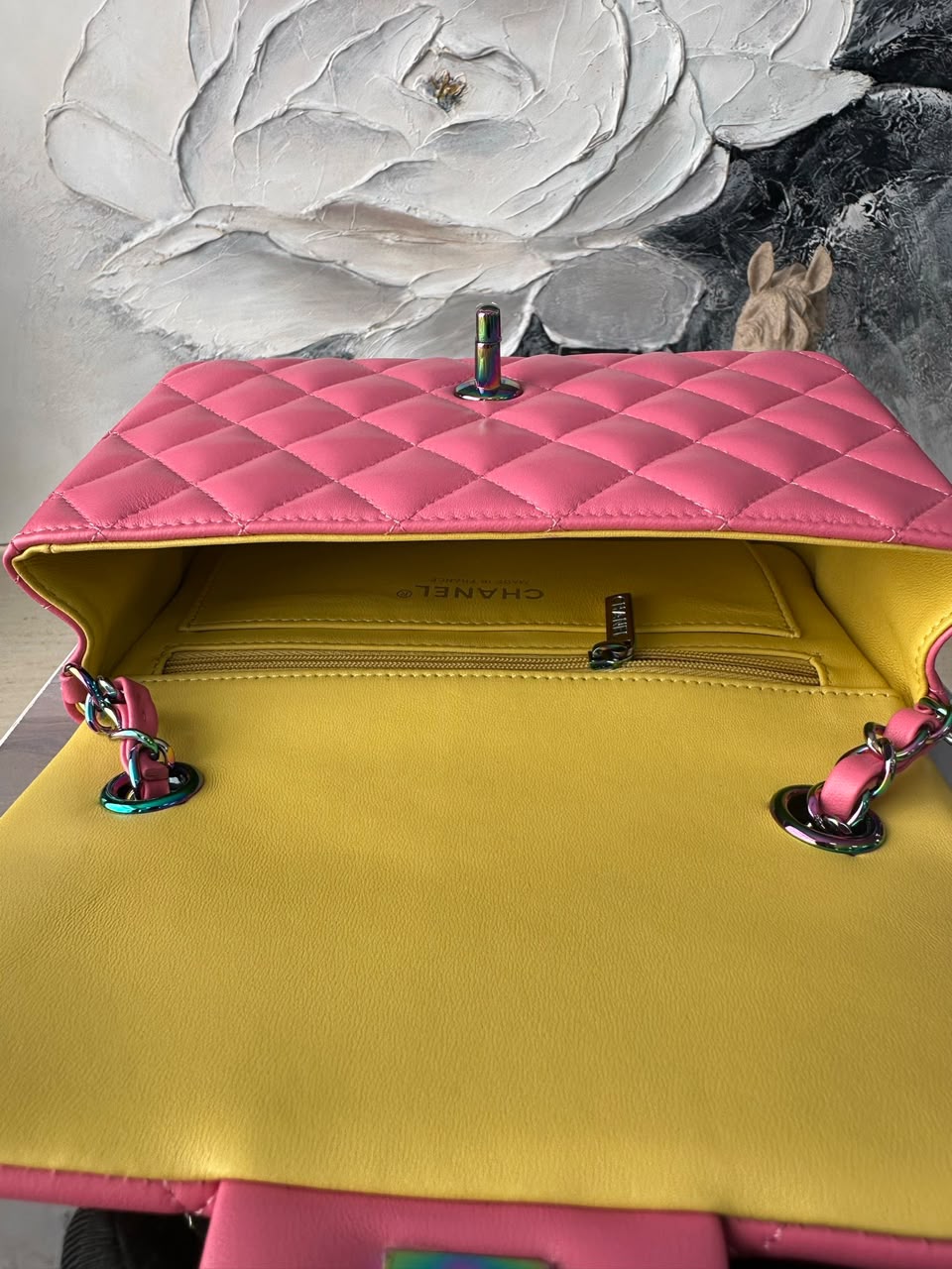 Chanel Handbag pink yellow