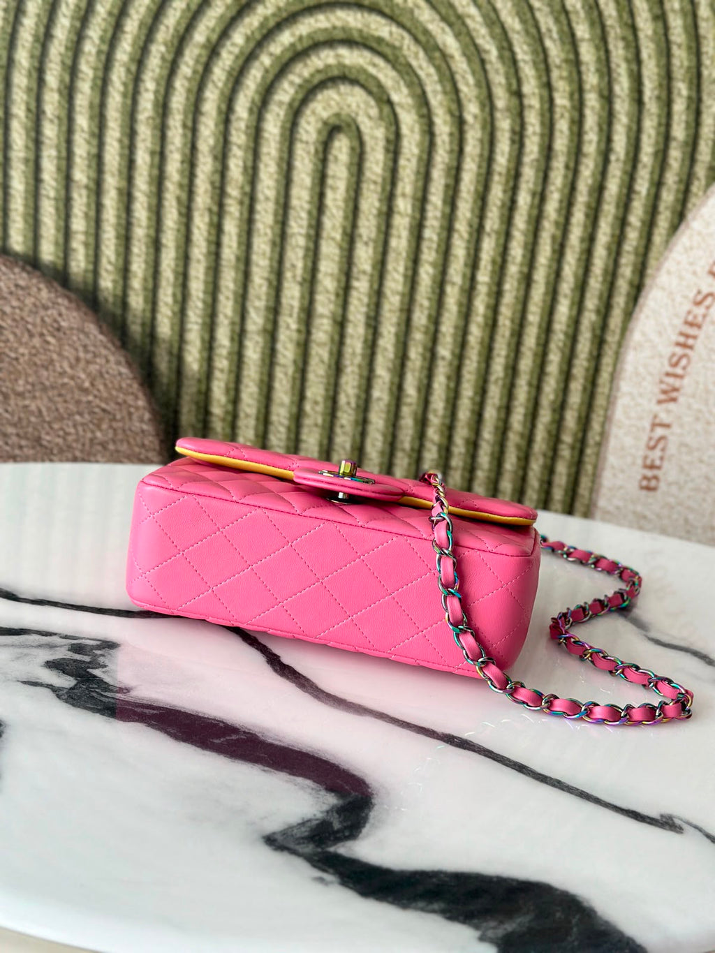 Chanel Handbag pink yellow