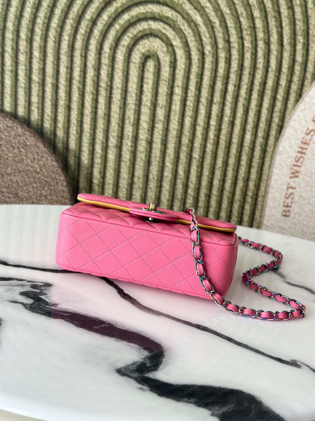 Chanel Handbag pink yellow