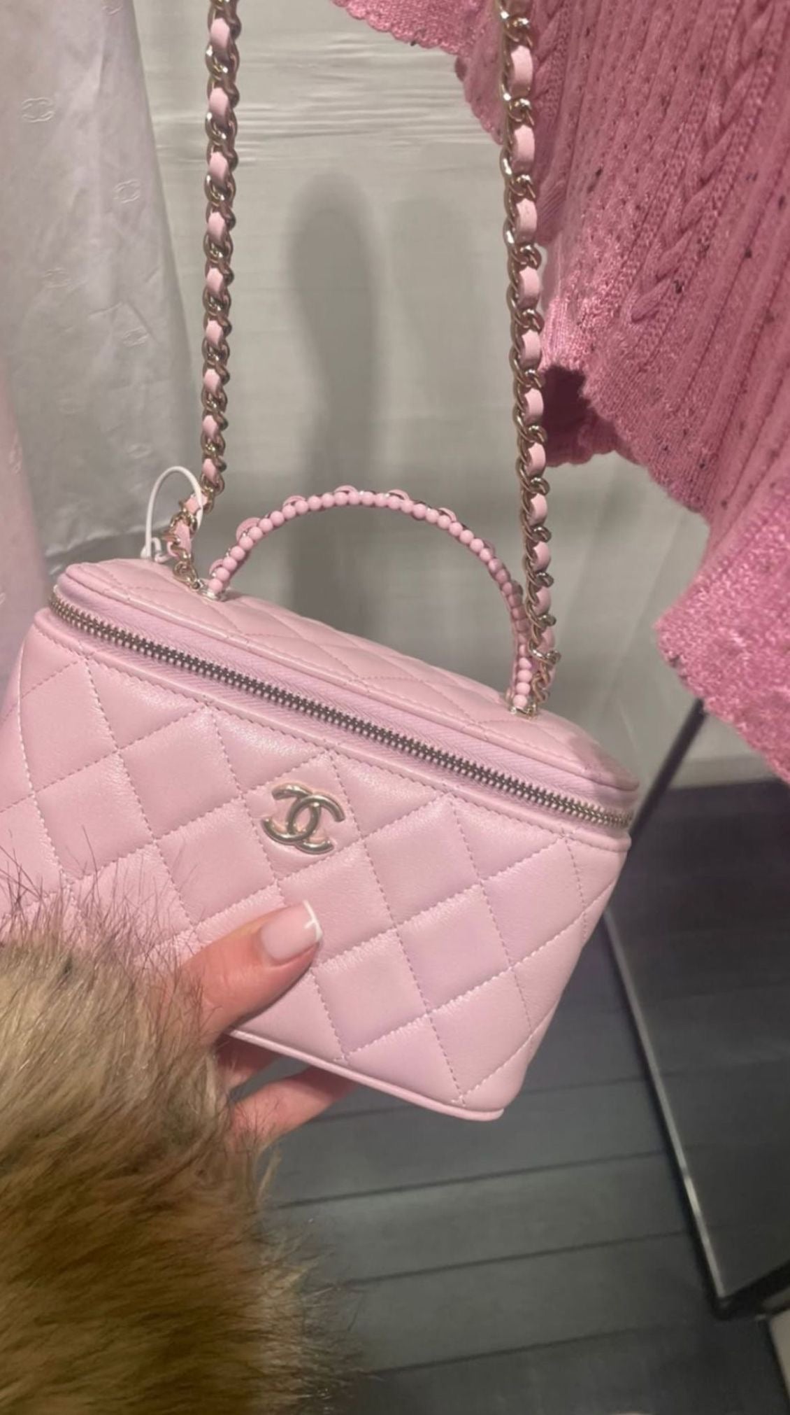 Chanel baby pink vanity bag