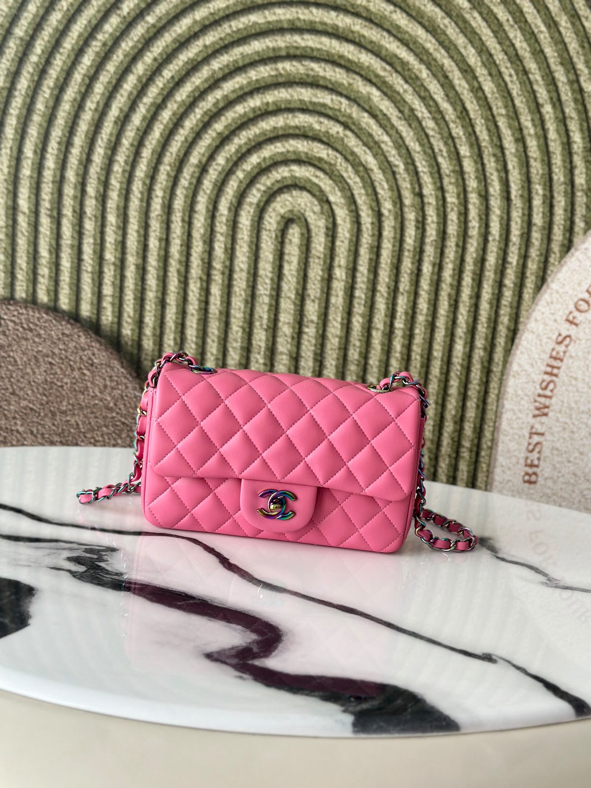 Chanel Handbag pink yellow