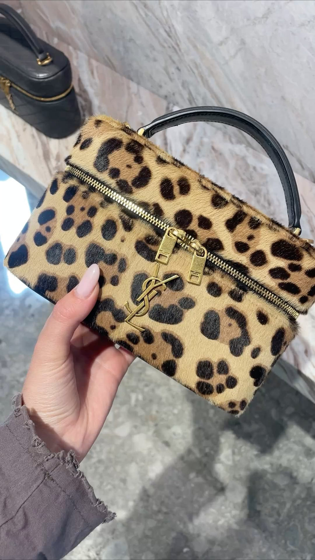 YSL animal print vanity bag