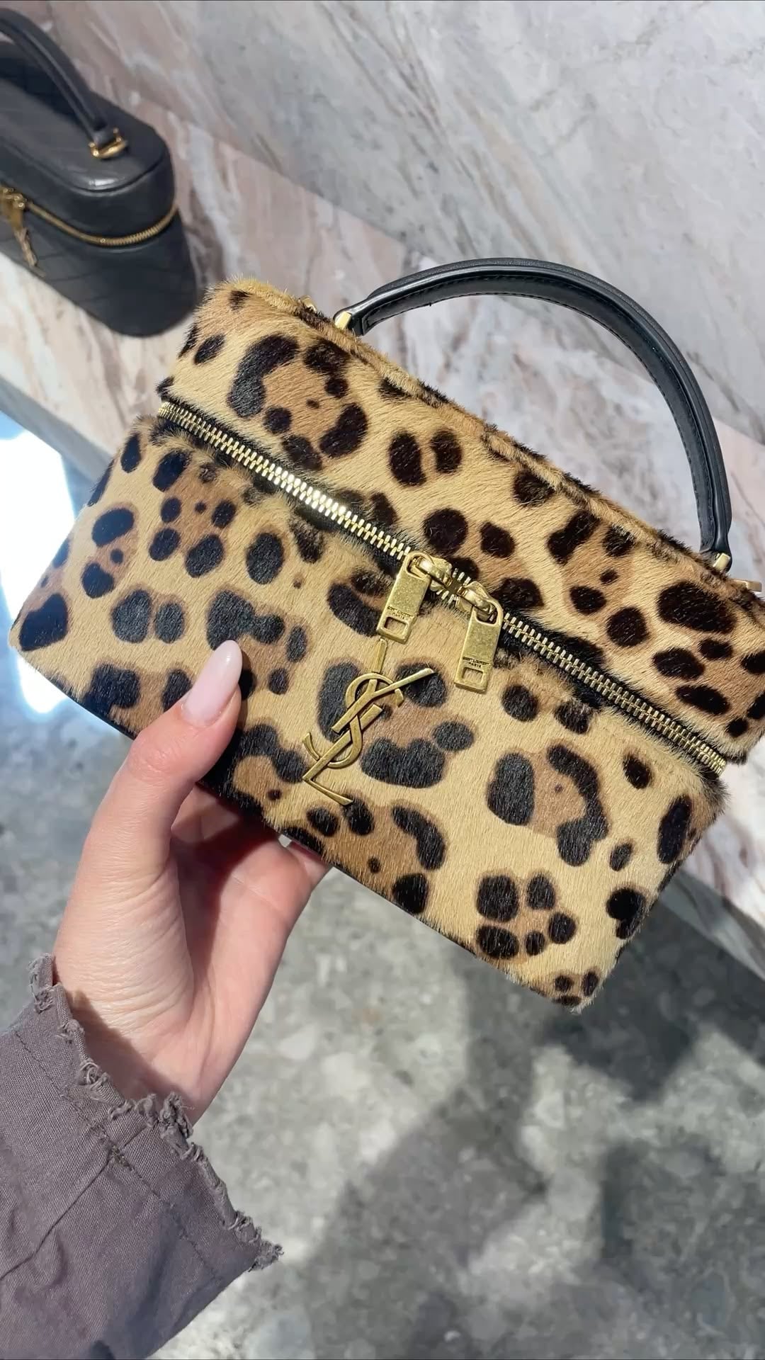 YSL animal print vanity bag