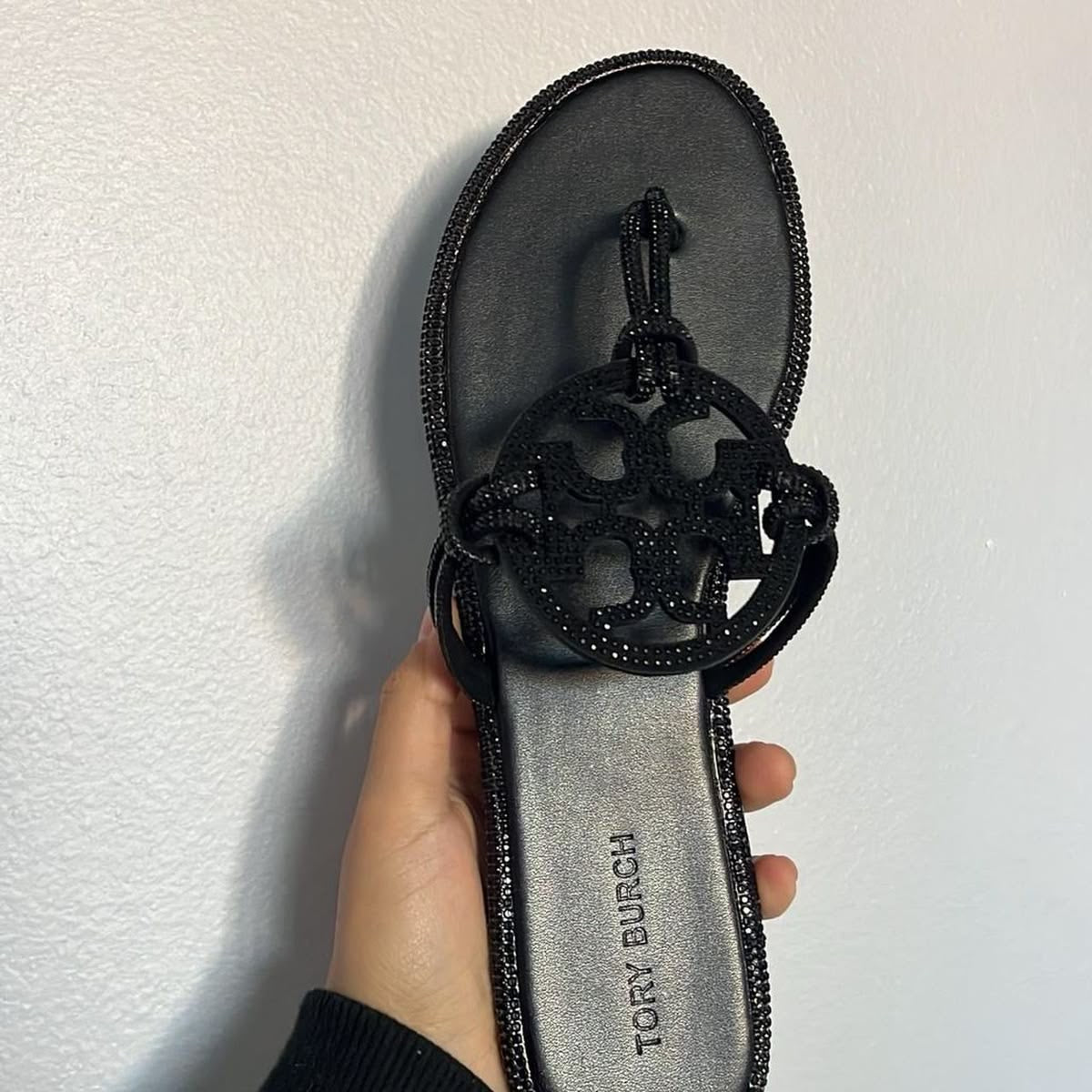 TB Black Rhinestone Sandals