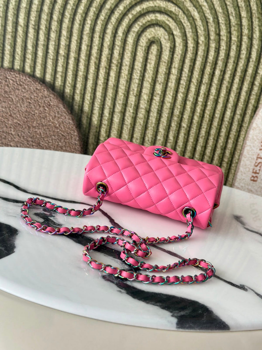 Chanel Handbag pink yellow