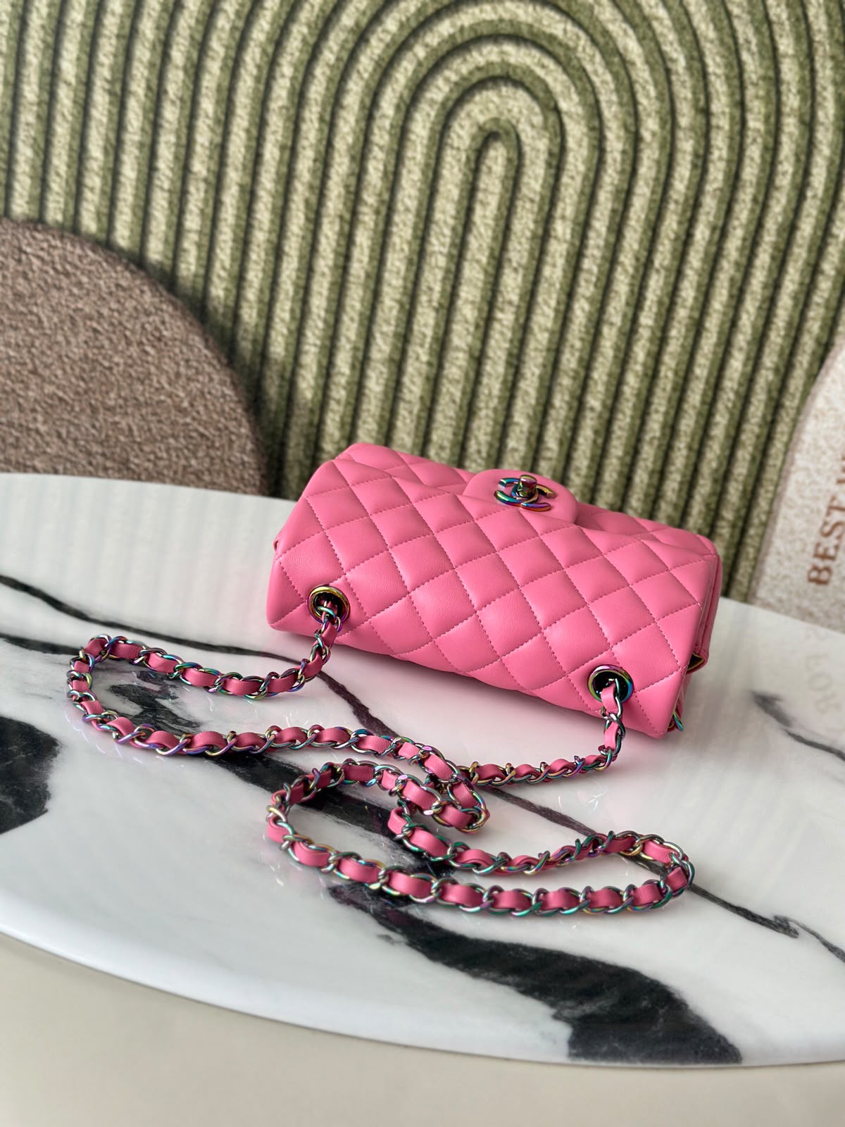 Chanel Handbag pink yellow