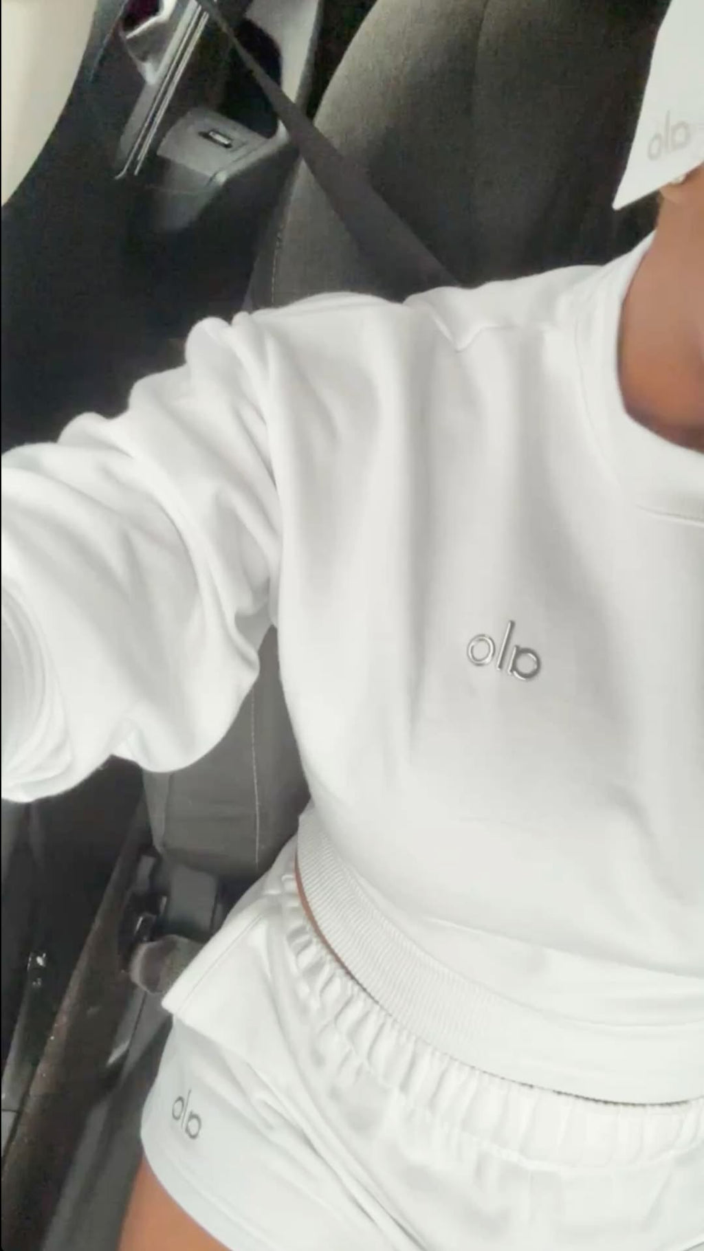 alo shorts & long sleeve set white