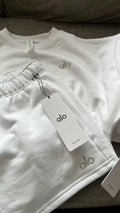 alo shorts & long sleeve set white