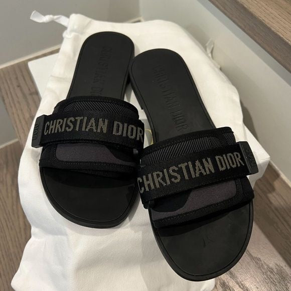 Christian Dior Sandals black grey padded style