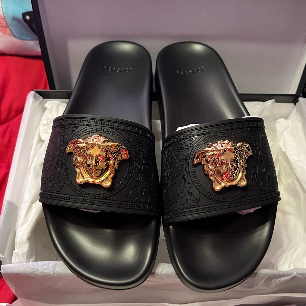 Versace Black Slides
