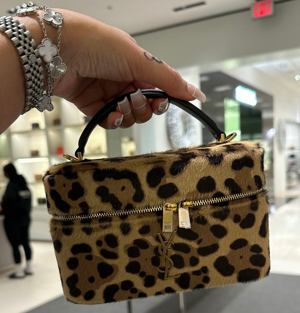 YSL animal print vanity bag