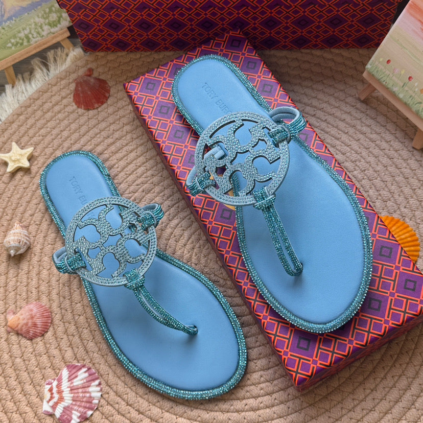 TB Blue Rhinestone Sandals