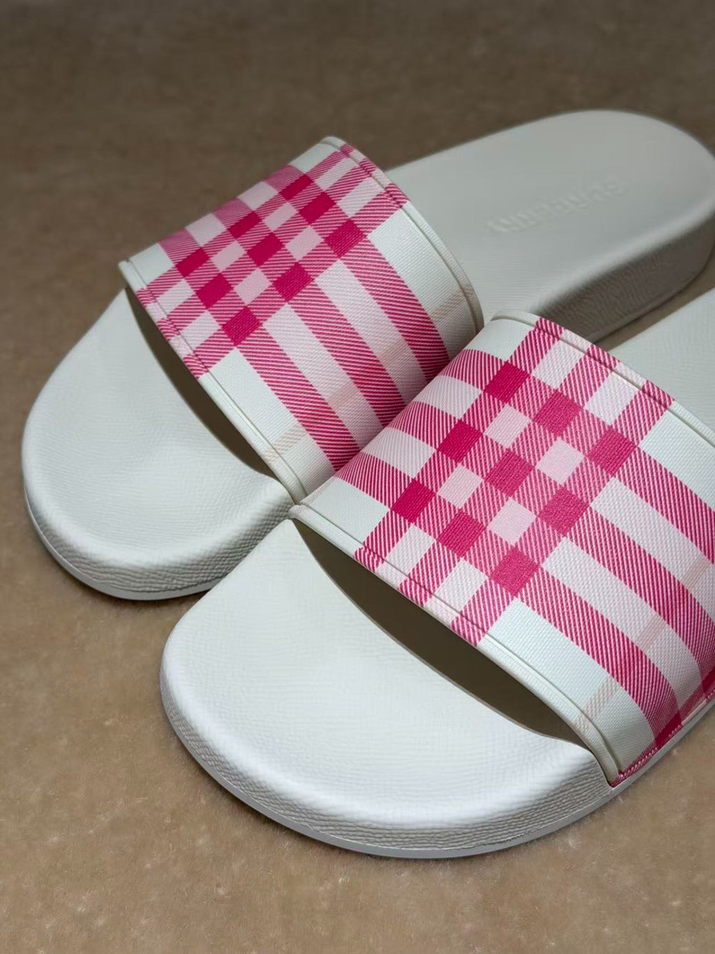 Pink white Burberry Slides