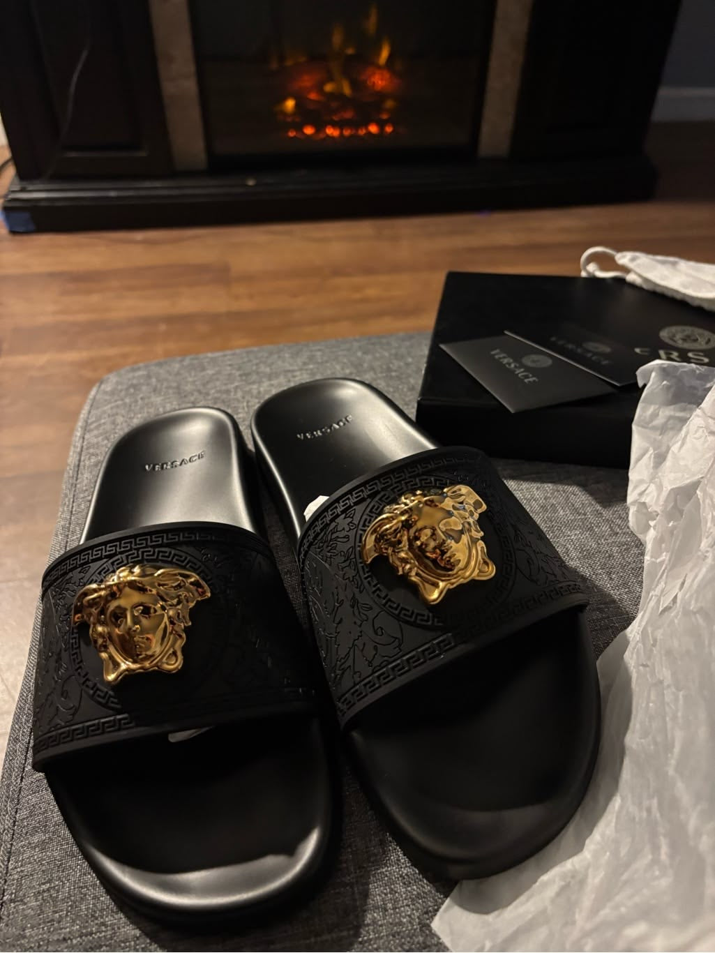 Versace Black Slides