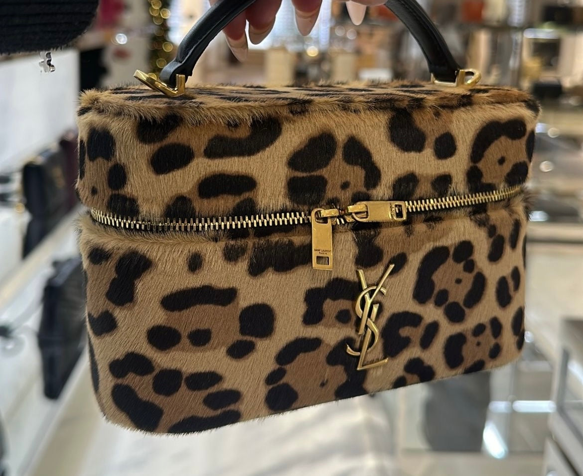 YSL animal print vanity bag