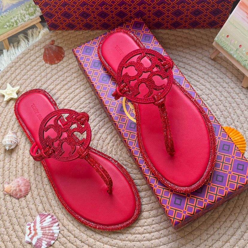 TB Red Rhinestone Sandals