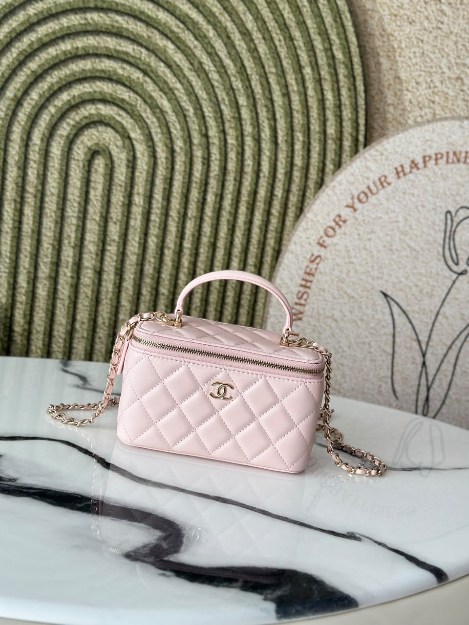 Chanel baby pink vanity bag