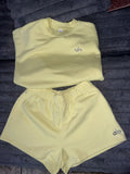 alo shorts & long sleeve set yellow