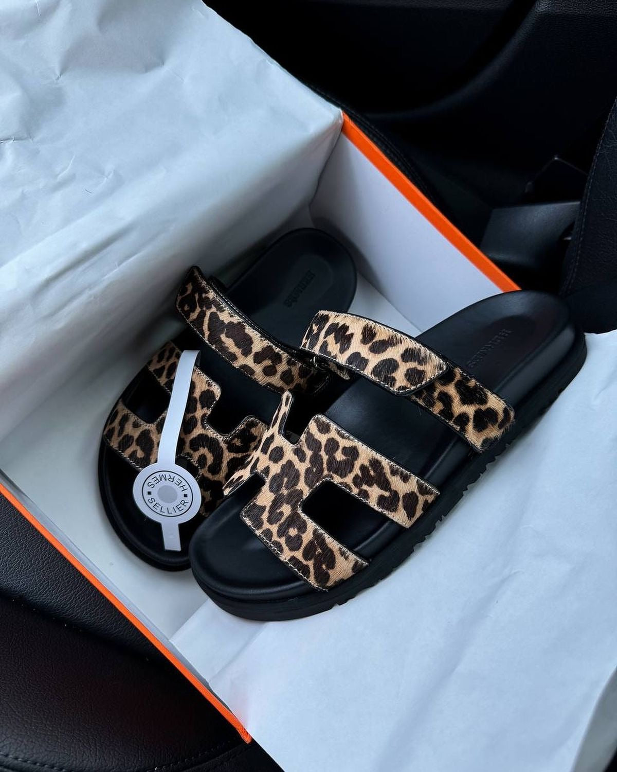 Hermes cheetah print sandals