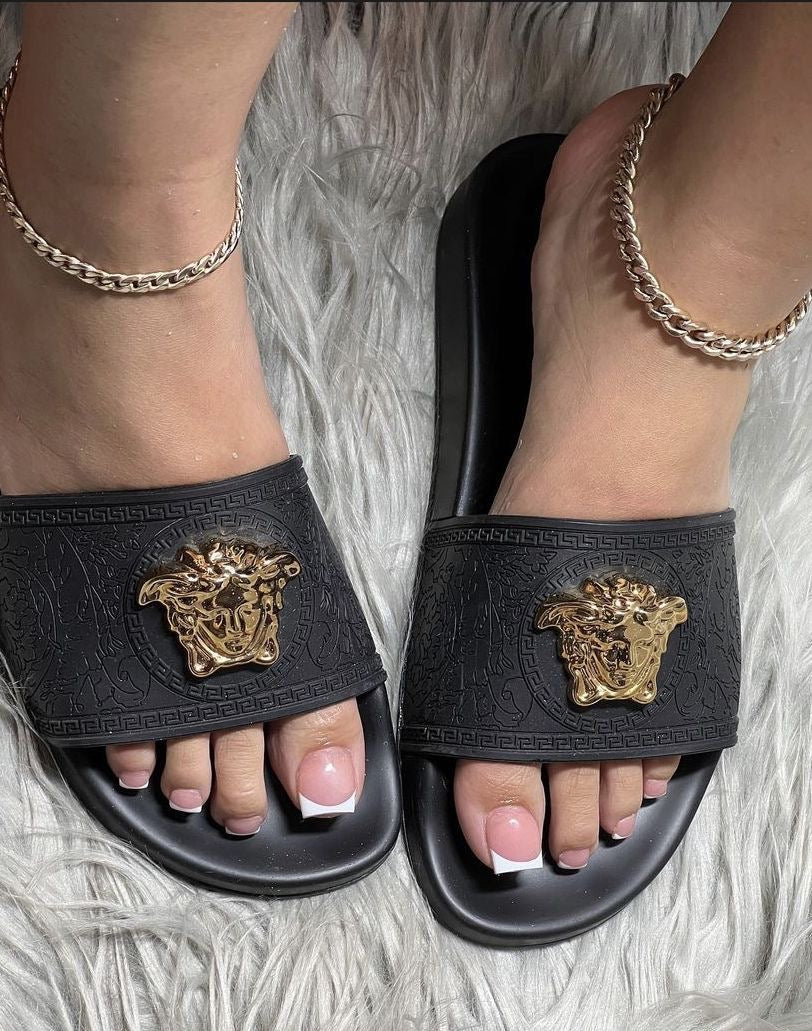 Versace Black Slides