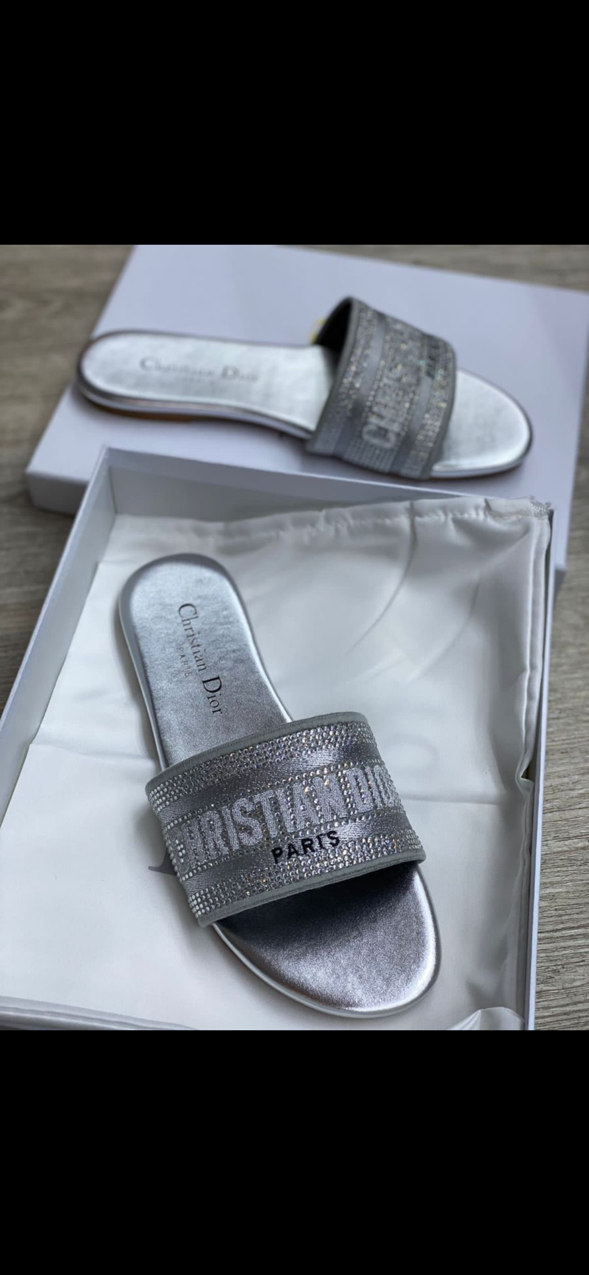 Dior Silver Sparkly Sandals