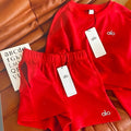 alo red shorts & long sleeve set