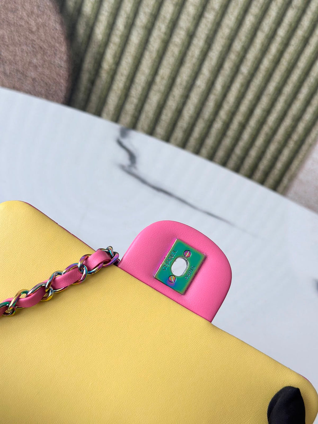Chanel Handbag pink yellow