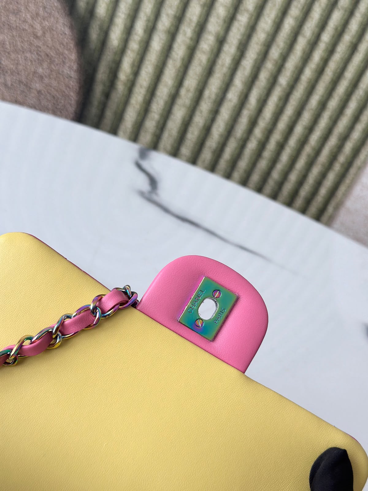 Chanel Handbag pink yellow