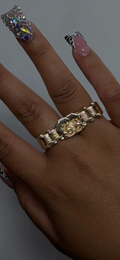 BB Gold Plated 2 Finger Ring