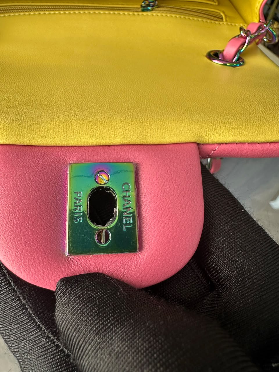 Chanel Handbag pink yellow