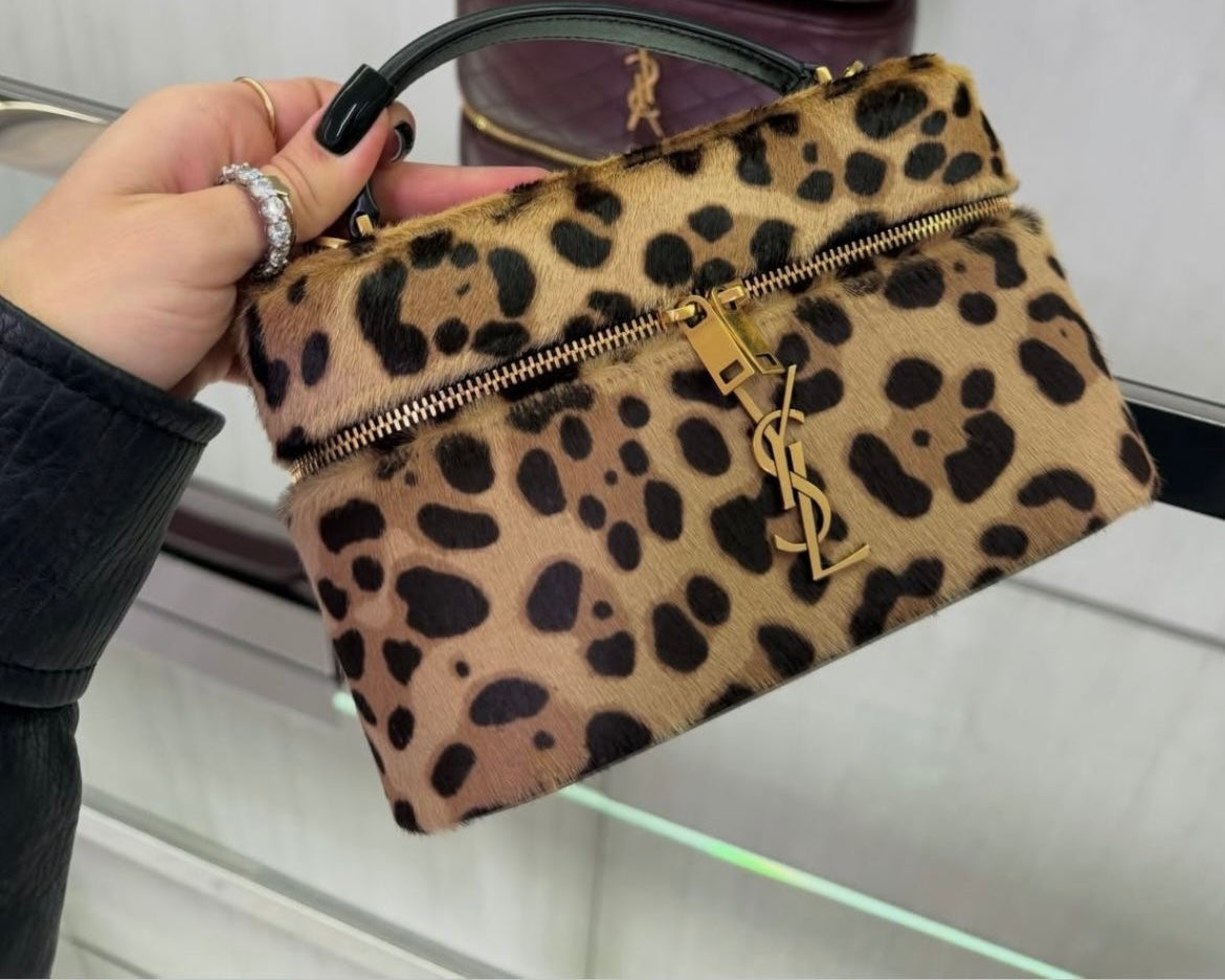 YSL animal print vanity bag