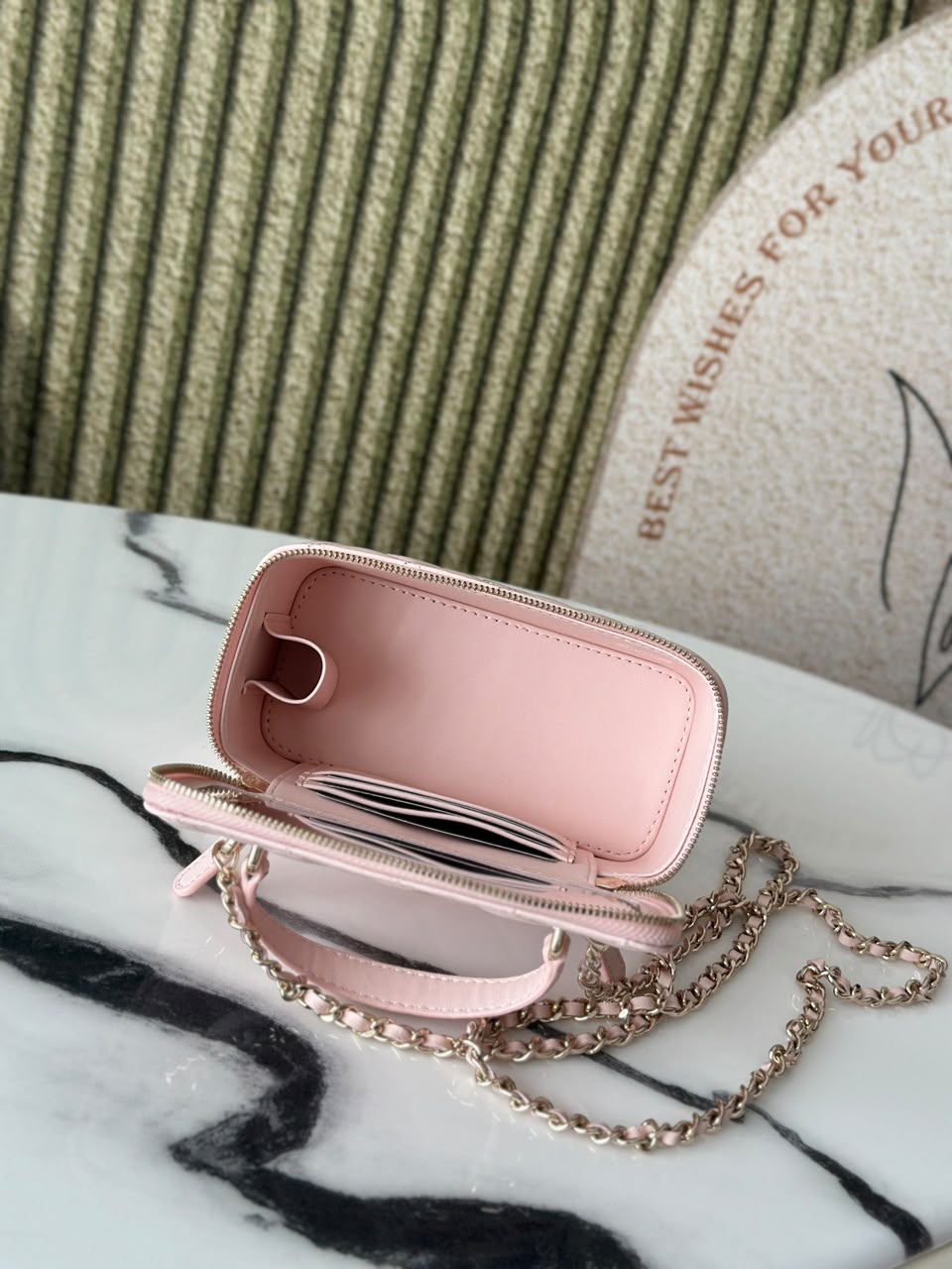 Chanel baby pink vanity bag