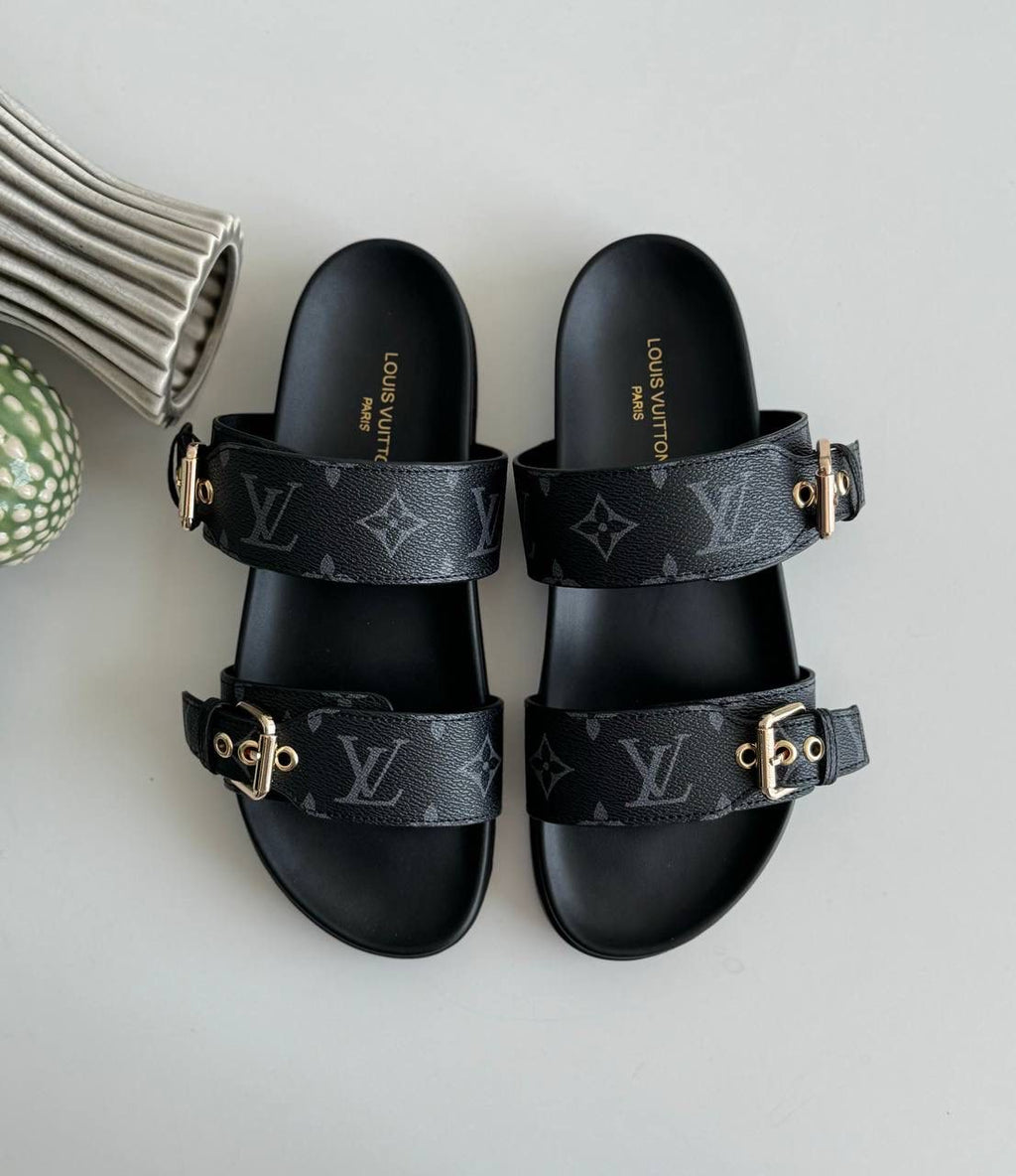 LV Sandals Black Grey